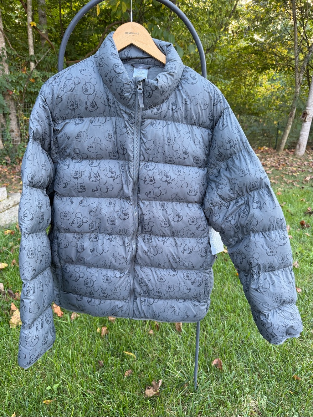 Disney Mickey Mouse Gray Puffer Jacket Adult Size L Disney Franchise Theme